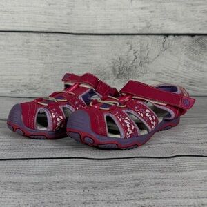 Apakowa Girl's Open-Toe Sport Sandals in Pink and Purple Sz 32